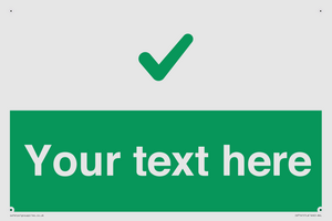 Custom green background, green tick sign